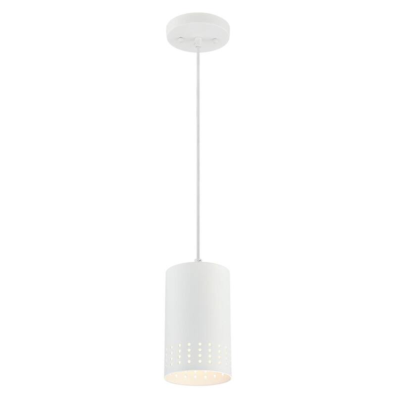 Westinghouse Lighting Phelps One-Light Indoor Mini Pendant, Matte White Finish with Perforated Metal Shade - 1-Light