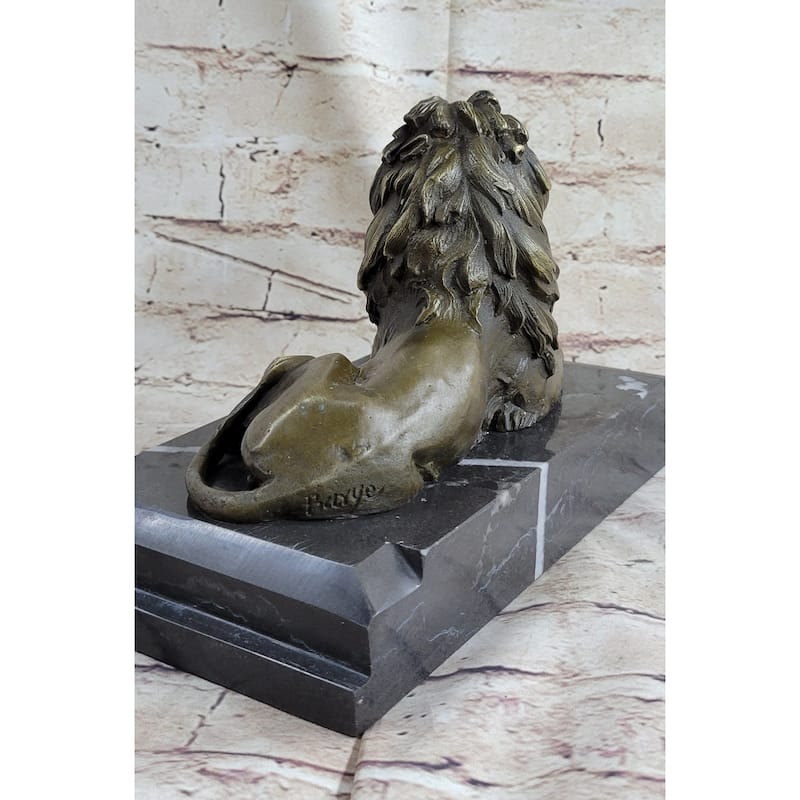 Signed Barye King Of Jungle Lion Bronze Sculpture Vintage Reproduction Art Deco