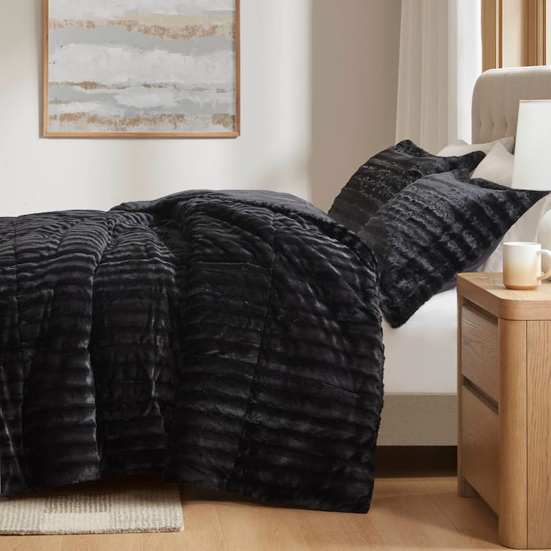 Madison Park York Faux Fur Comforter Mini Set