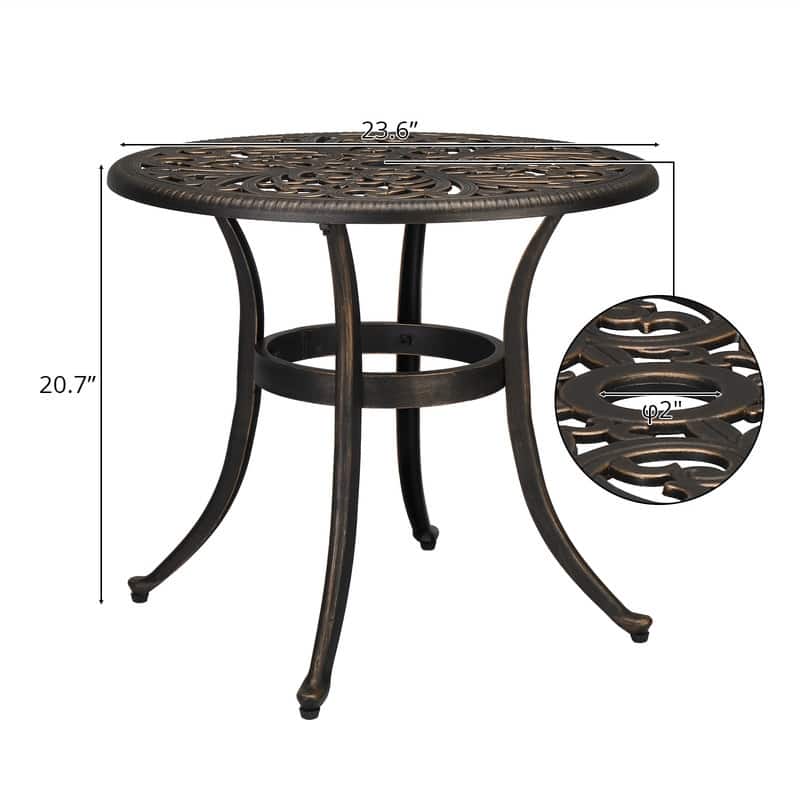 Patio 23.6" Cast Aluminum Dining Table