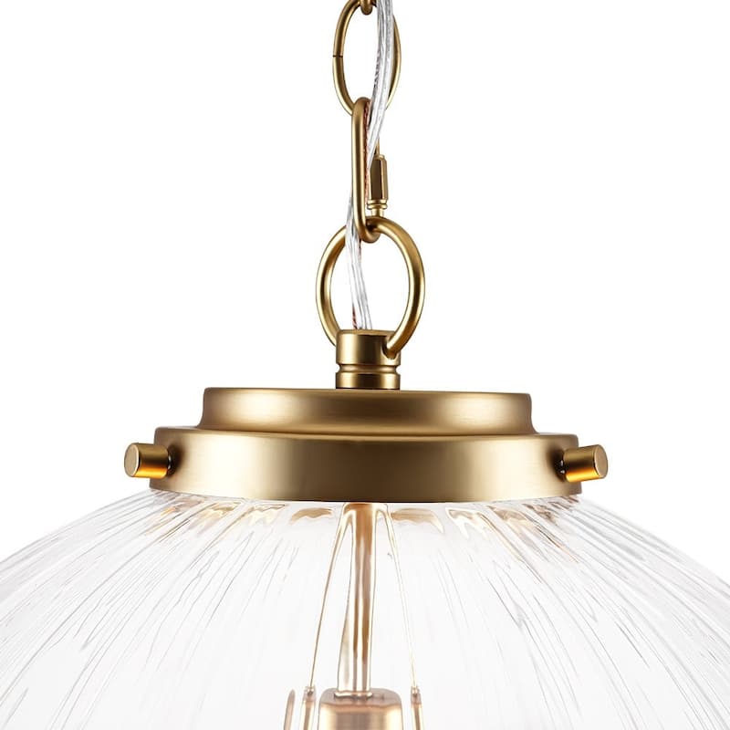 Modern 1-Light Striped Glass Globe Pendant For Kitchen Island - N/A