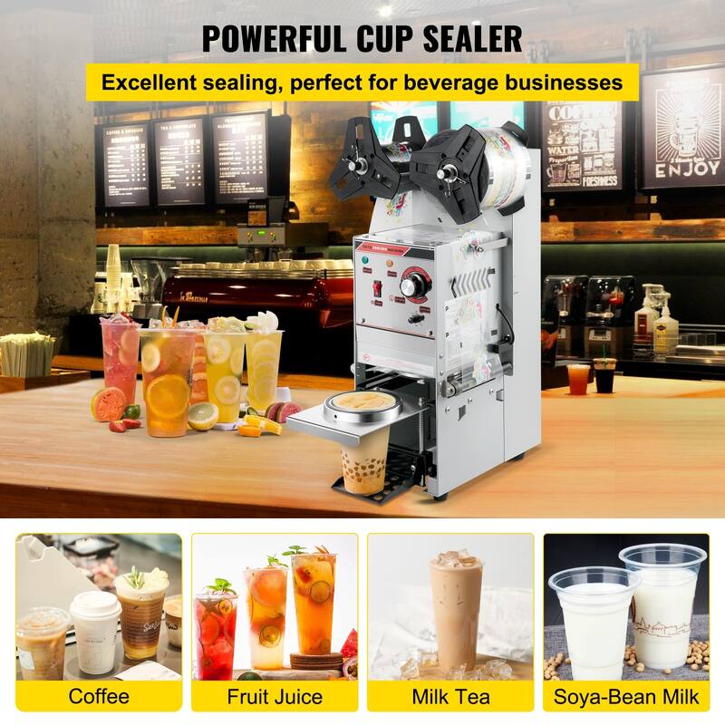 Semi-automatic Cup Sealing Machine with Control Panel for Bubble Milk Tea - 300-500 Cup/h