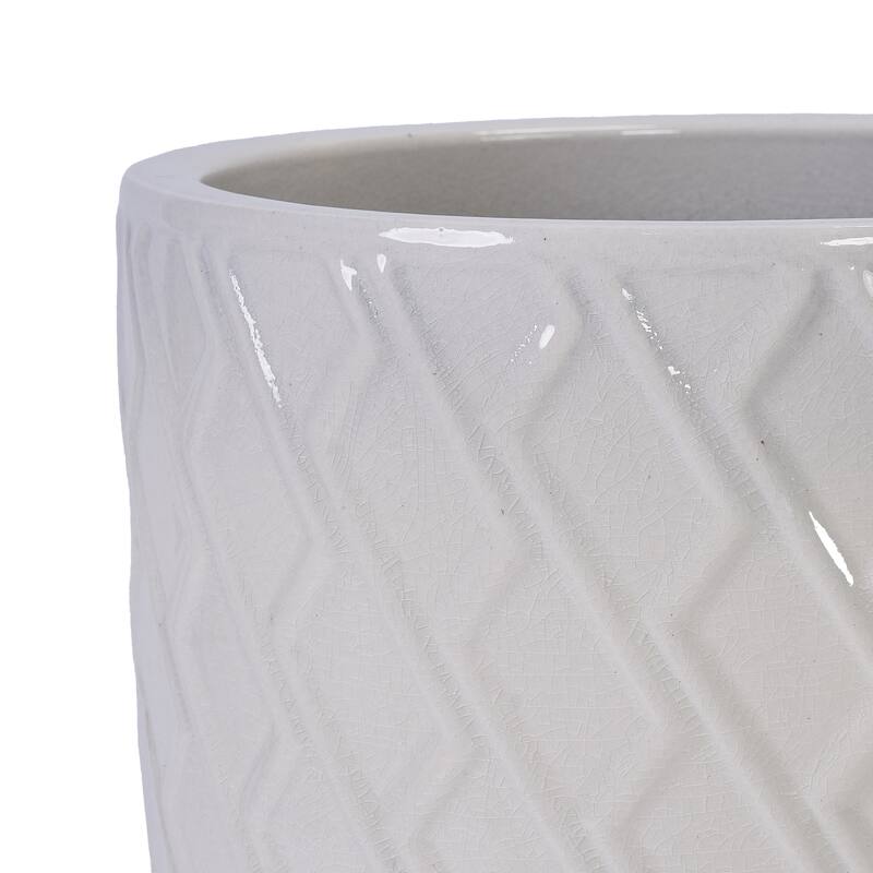 Elegant Ceramic Pot with Diamond Pattern for Indoor-Outdoor Plants