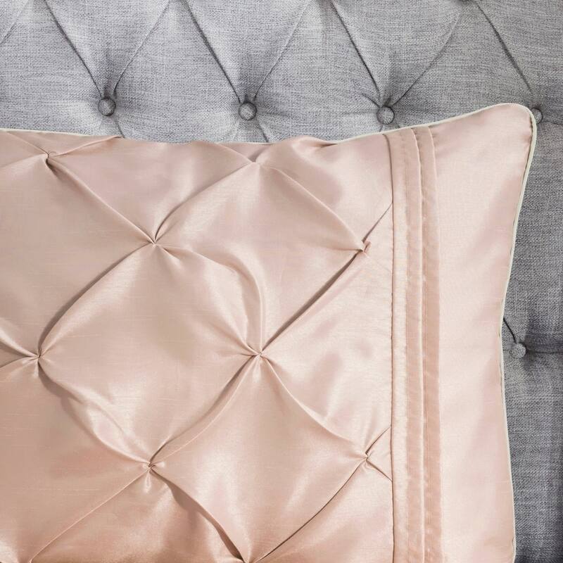 7 Piece Tufted Comforter Set Blush Full