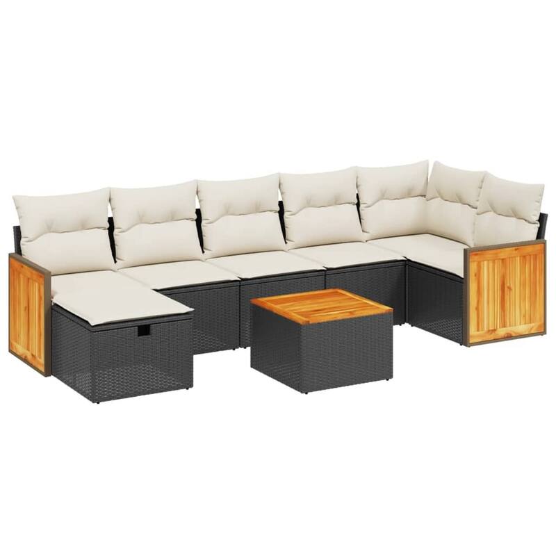 vidaXL Patio Sofa Set with Cushions Outdoor Conversation Furniture Poly Rattan