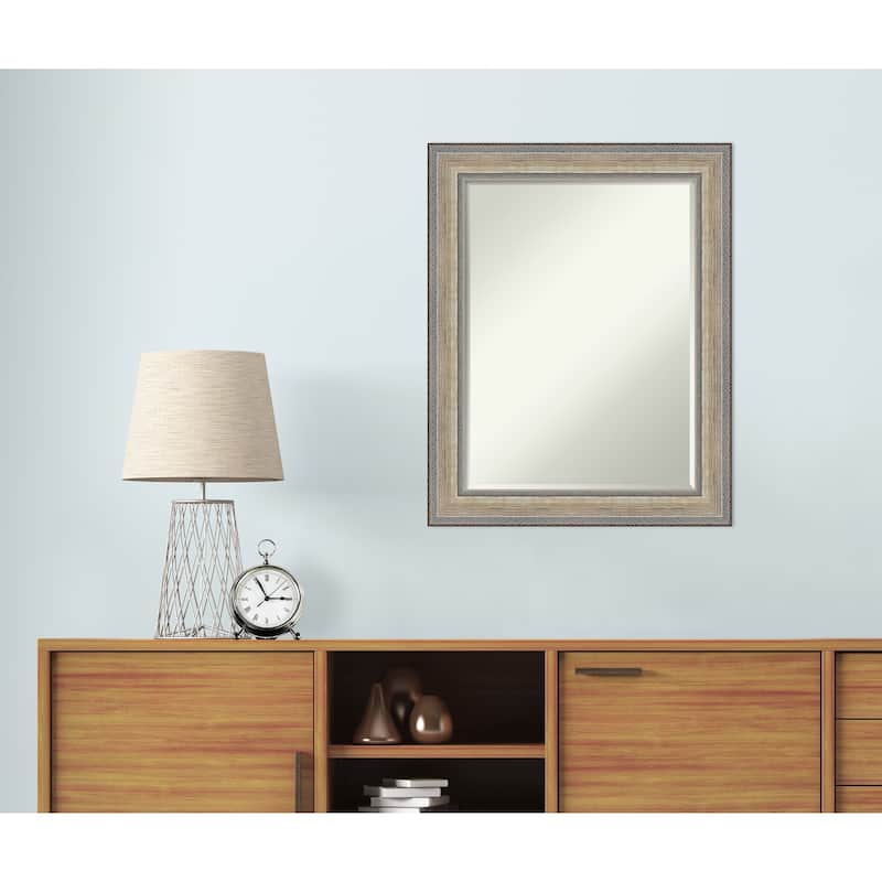 Fleur Silver Half-Inch-Bevel Wood Framed Wall Mirror - Fleur Champagne Silver - Glass Size 18x24