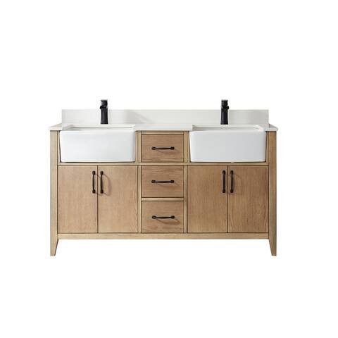 Sevilla 60" Vanity in Washed Ash with Countertop Without Mirror