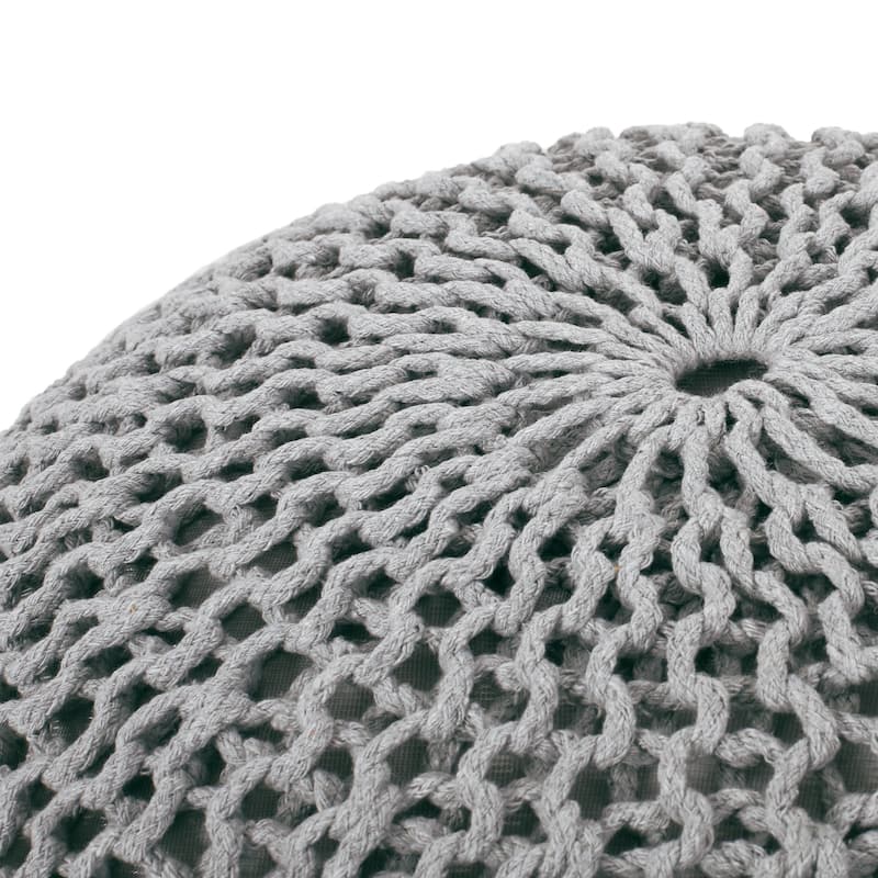 Abena Knitted Cotton Pouf by Christopher Knight Home