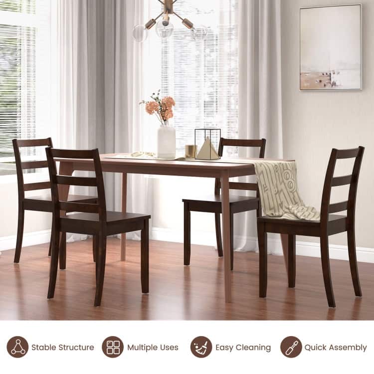 Set of 2 Wood Dining Chairs with Solid Rubber Wood Legs - 16" x 16" x 33.5"