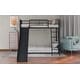 preview thumbnail 14 of 15, Twin over Twin Metal Bunk Bed with Inclined Ladder, Slide, Railings and Head&Footboards, White