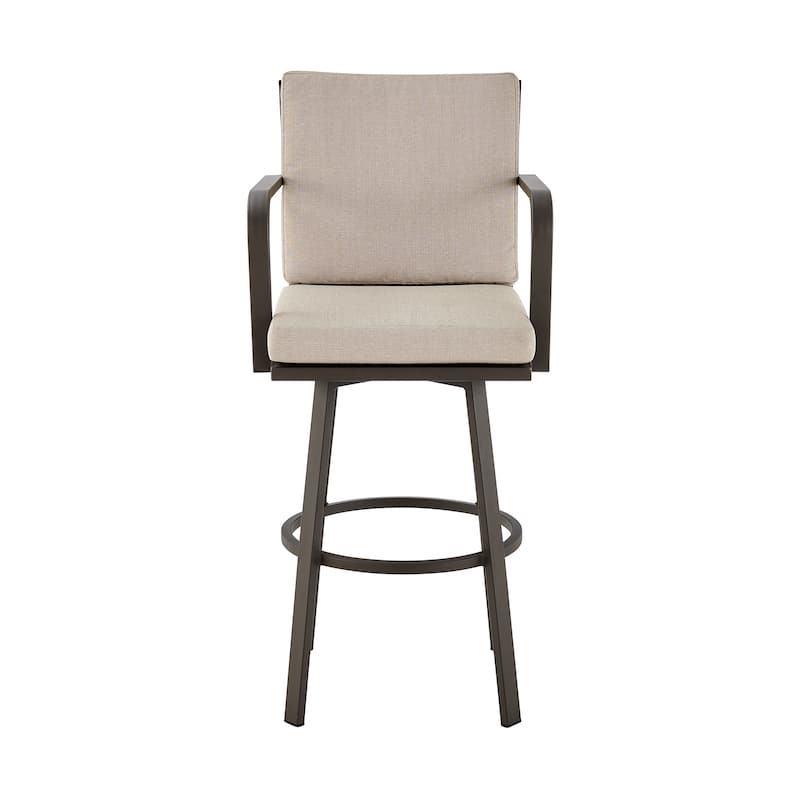 Don Aluminum Outdoor Patio Counter Height Swivel Bar Stool with Cushions