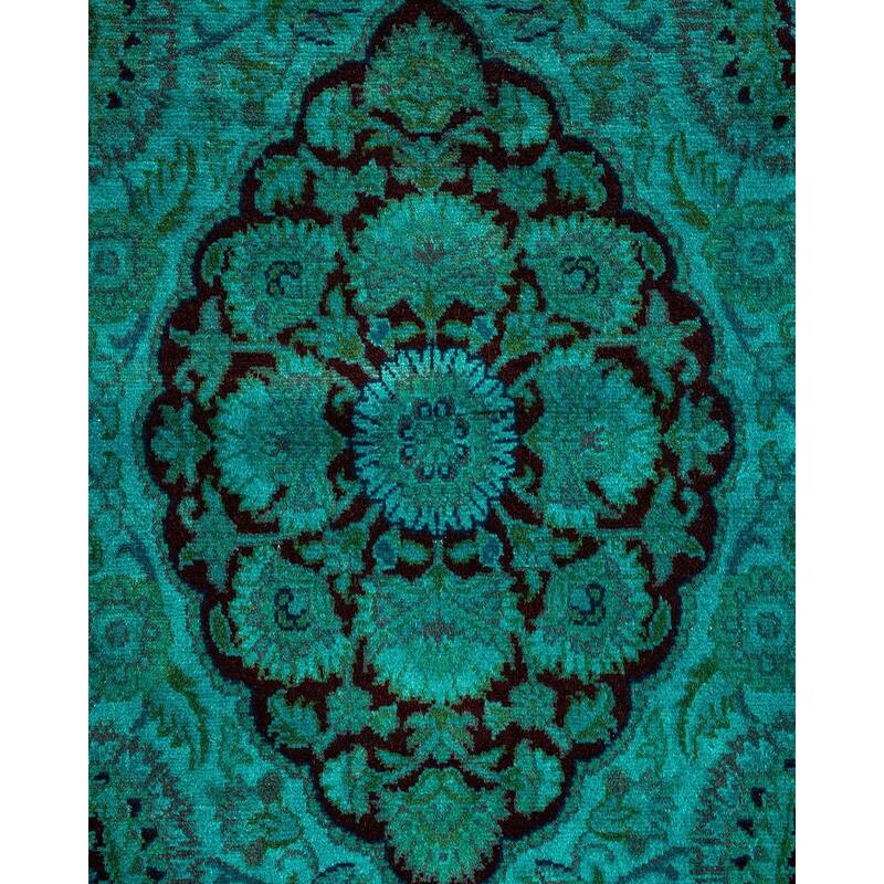 Overton Hand Knotted Wool Vintage Inspired Modern Contemporary Overdyed Blue Area Rug - 3' 2" x 5' 3"