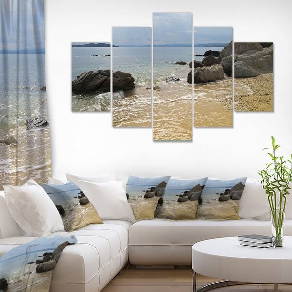 Designart Beautiful Sea View Of Rocky Coast Extra Large Seashore Canvas Art Overstock 33183687