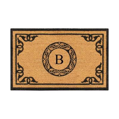 A1HC Natural Coir Monogrammed Anti-Shed Front Doormat 24" x 39"