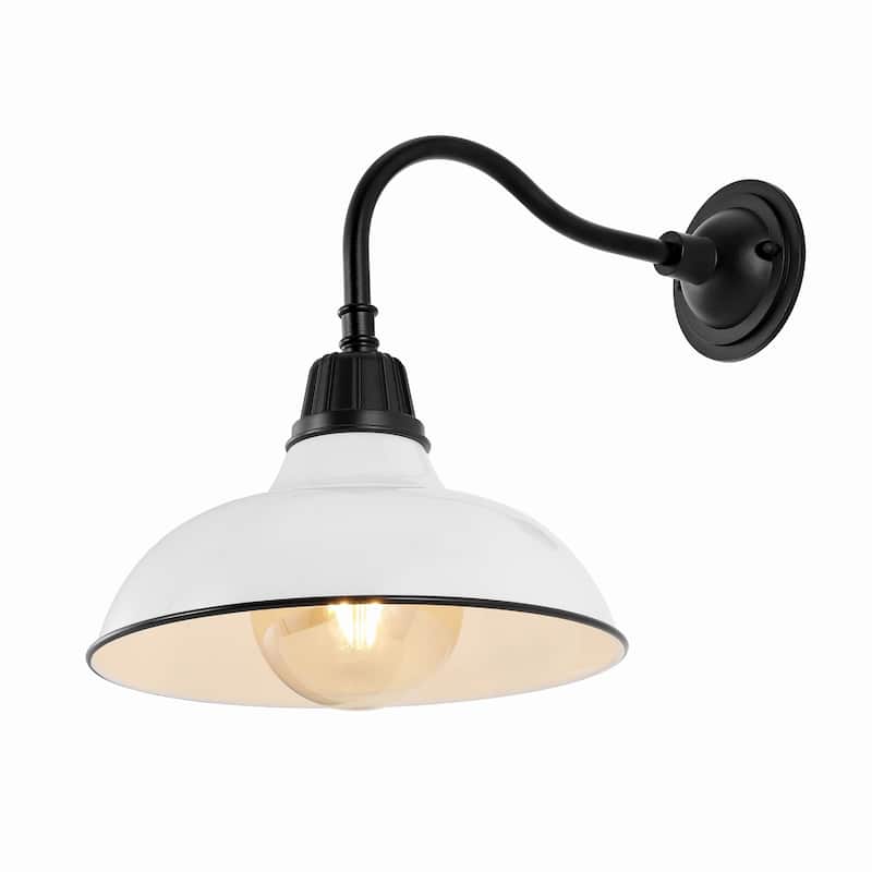 Stanley 12.25" Indoor/Outdoor LED Gooseneck Arm Sconce, By JONATHAN Y - 12.25 - White
