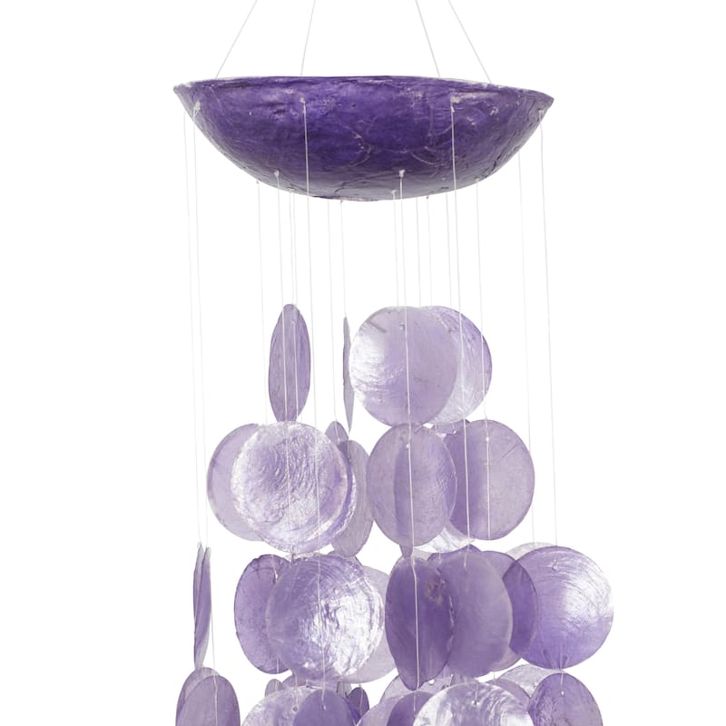 Capiz Shell Waterfall Windchime - White, Purple, Blue - Roche River Decor