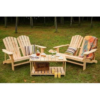 PATIO FESTIVAL 3-Piece Wood Adirondack Loveseat with Table
