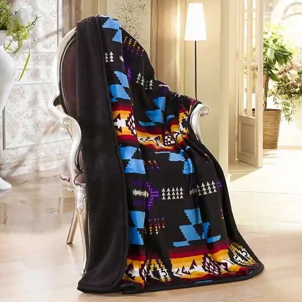 Southwest Aztec Sherpa Throw Blanket Black Bed Bath Beyond