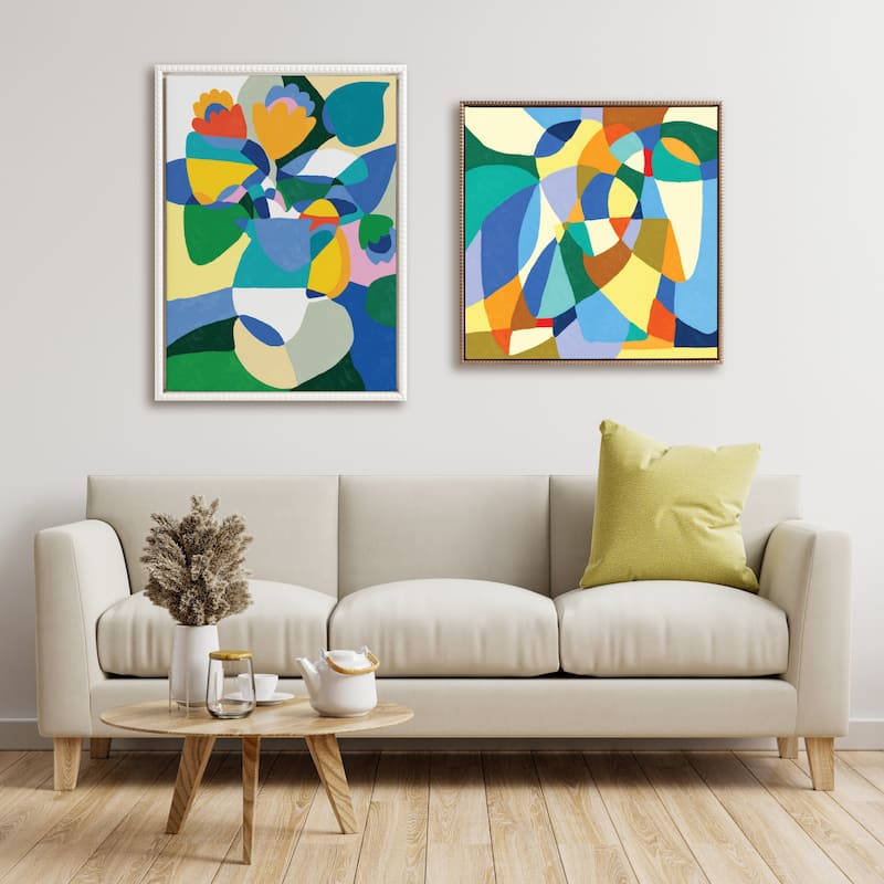 Kate and Laurel Sylvie Beaded Begonia Po Framed Canvas by Teresa Rego