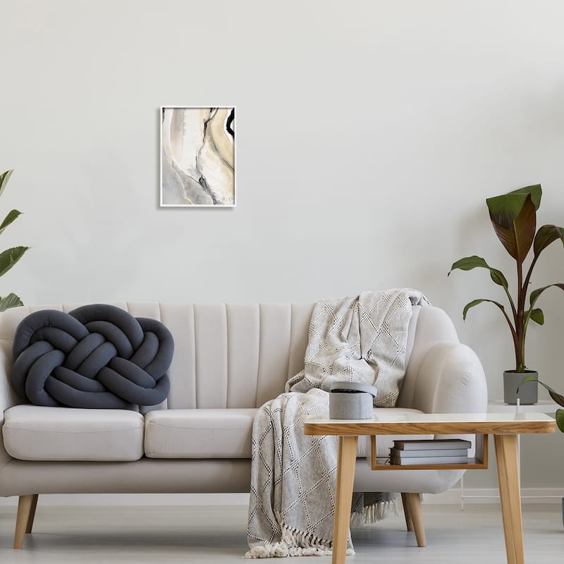 Stupell Abstract Paint Strokes Fluid Beige Movement Framed Giclee Texturized Art by Lanie Loreth