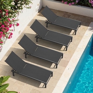 Outdoor All-Weather Patio Chaise Lounge Chairs Sun Lounger with Adjustable Backrest