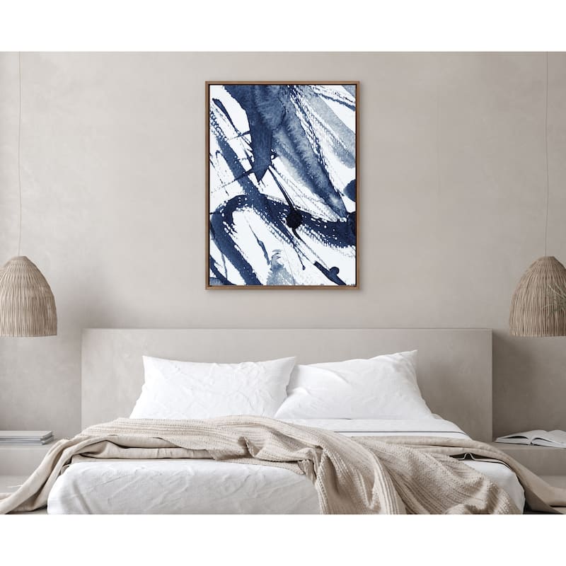 Kate and Laurel Sylvie Indigo Watercolor Framed Canvas by Amy Peterson