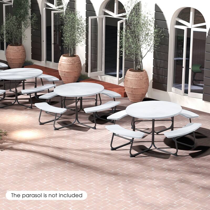 Gymax Outdoor Picnic Table Portable Picnic Table Bench w/ 4 Benches &