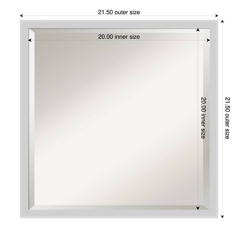 Incline Beveled Wood Framed Wall Mirror - 22 x 22 in - Incline Silver