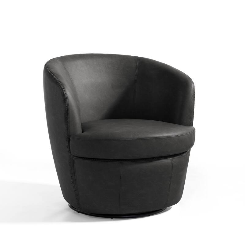 Modern Upholstery Barrel Swivel Chair Faux Leather