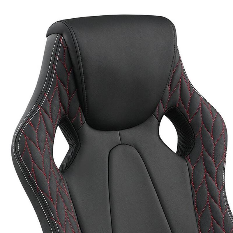 26 Inch Modern Swivel Office Chair, Faux Leather Seat, Rolling Base, Black