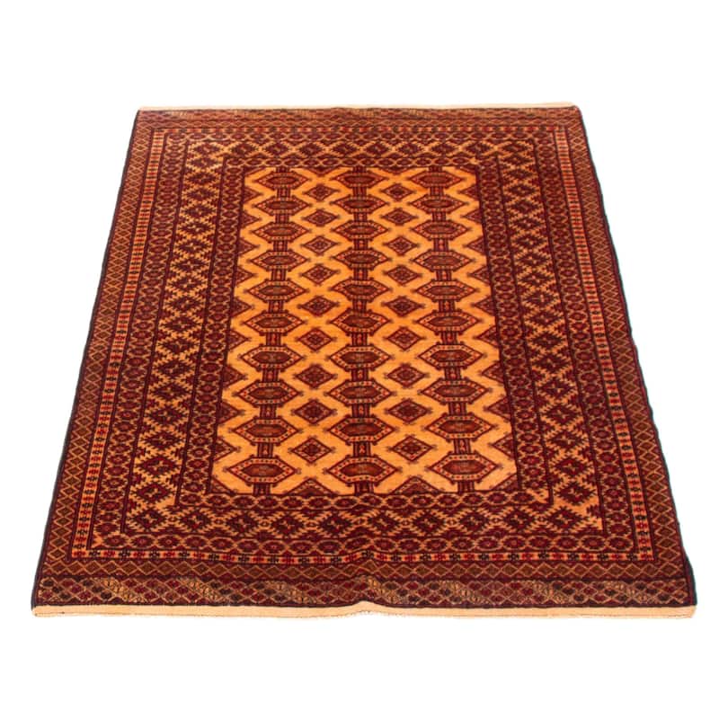 Teimani Orange, Red Rug 3'10" x 5'7" - 3'10 x 5'7