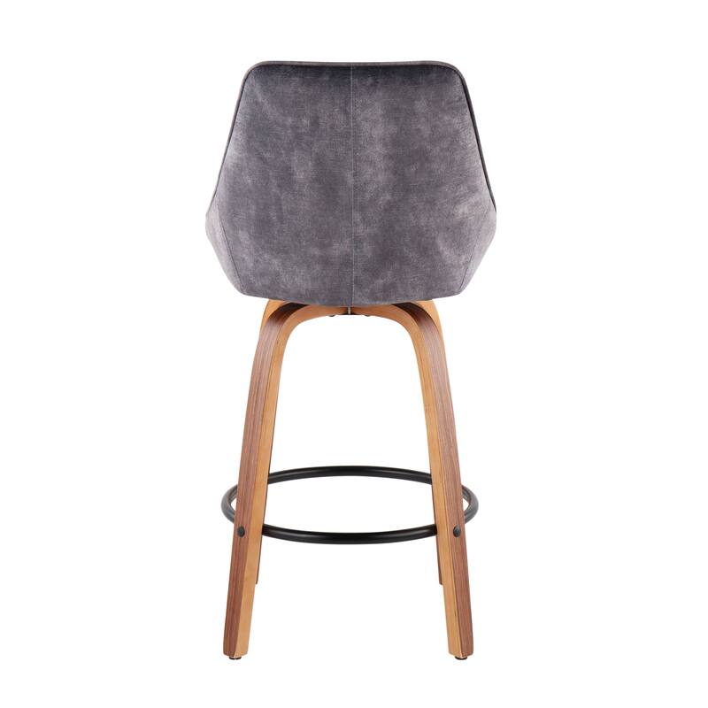 Carson Carrington Alba Velvet Counter Stool with Black Round Footrest (Set of 2)