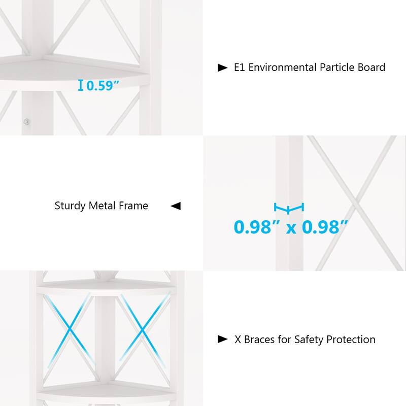 5-Tier Corner Shelves, 5 Shelf Corner Bookshelf and Bookcase