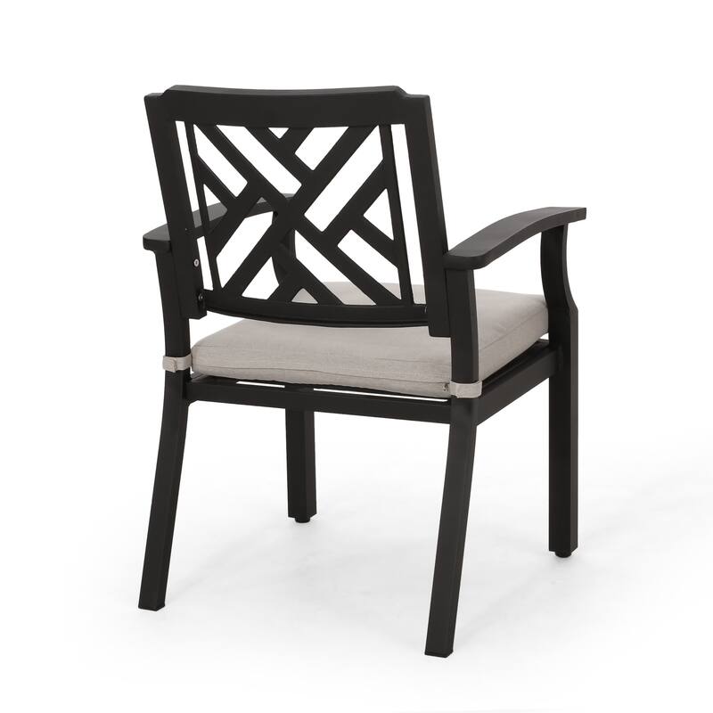 2 Piece Armrest Dining Chair with Aluminum Frame, Waterproof Cushion, Backrest for Dining Room Kitchen Bedroom Living Room