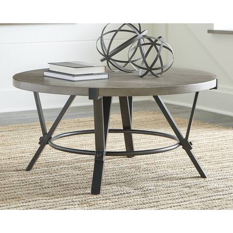 Zontini Contemporary Light Brown Round Cocktail Table - 36"W x 36"D x 18"H