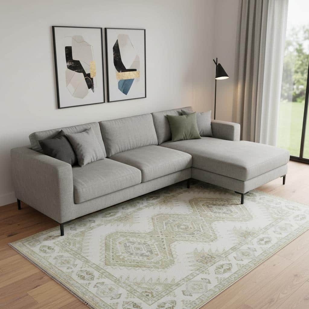 HomeRoots Gingham Modern, Contemporary Rectangle Area Rug - 8' X 10'