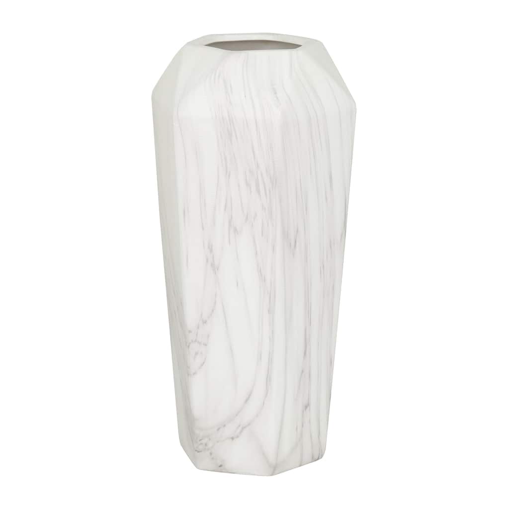 Ceramic Faux Marble Decorative Vase - White or Black - Roche River Decor