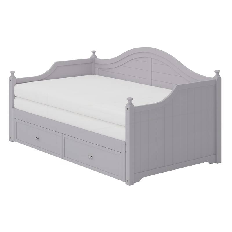 Twin Size Wood Daybed Extended Bed with Storage Drawers