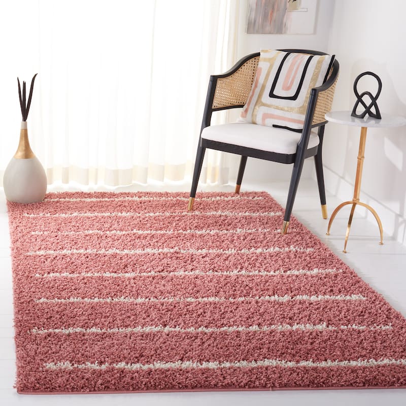 SAFAVIEH Venus Shag Zoea 1.75-inch Thick Rug - 4' x 6' - Pink/Ivory