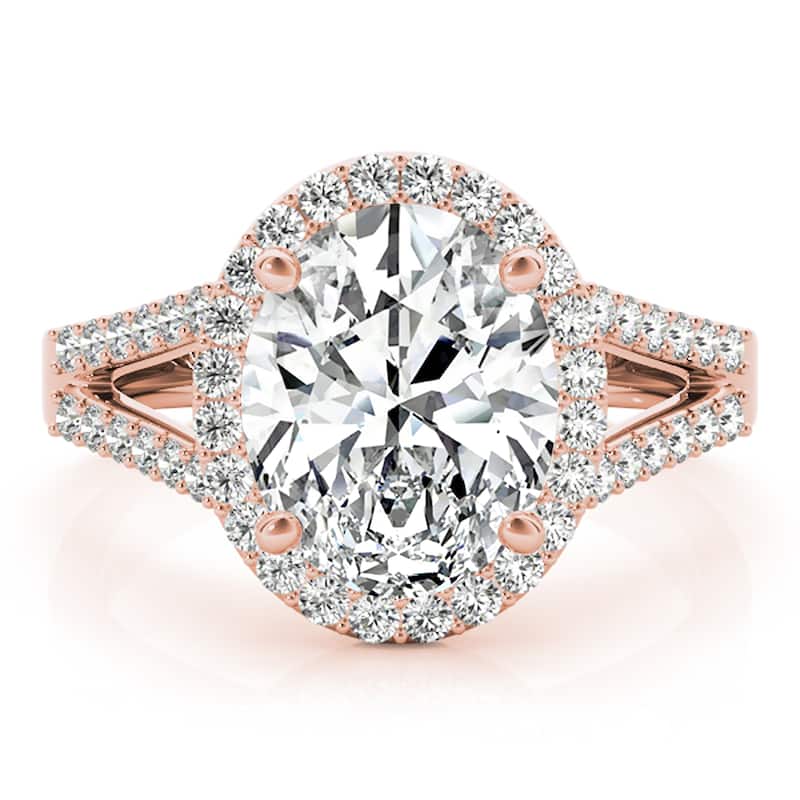 Auriya 14k Rose Gold Lab Grown Oval Diamond Halo Engagement Ring 0.50 to 5.00 ct. tw. (F-G VS)