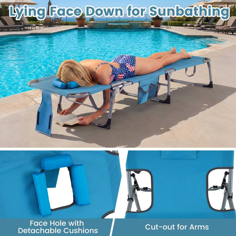 Gymax 2PCS Tanning ChairPortable Chaise Lounge Chair w/4-Position