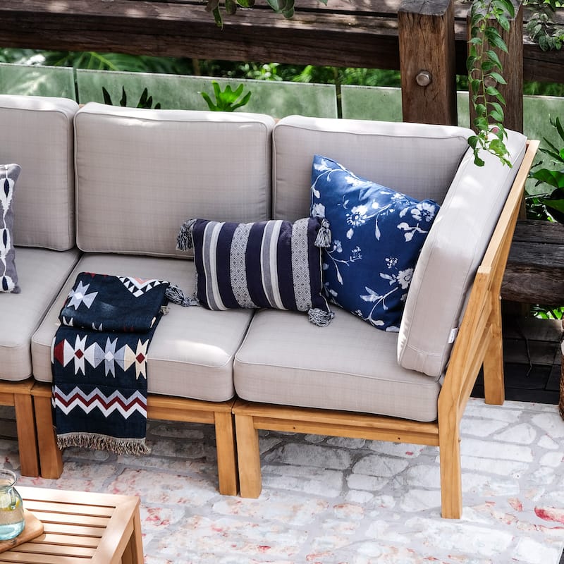 Cambridge Casual Lowell 8-piece Teak Patio Sectional Set with Cushion