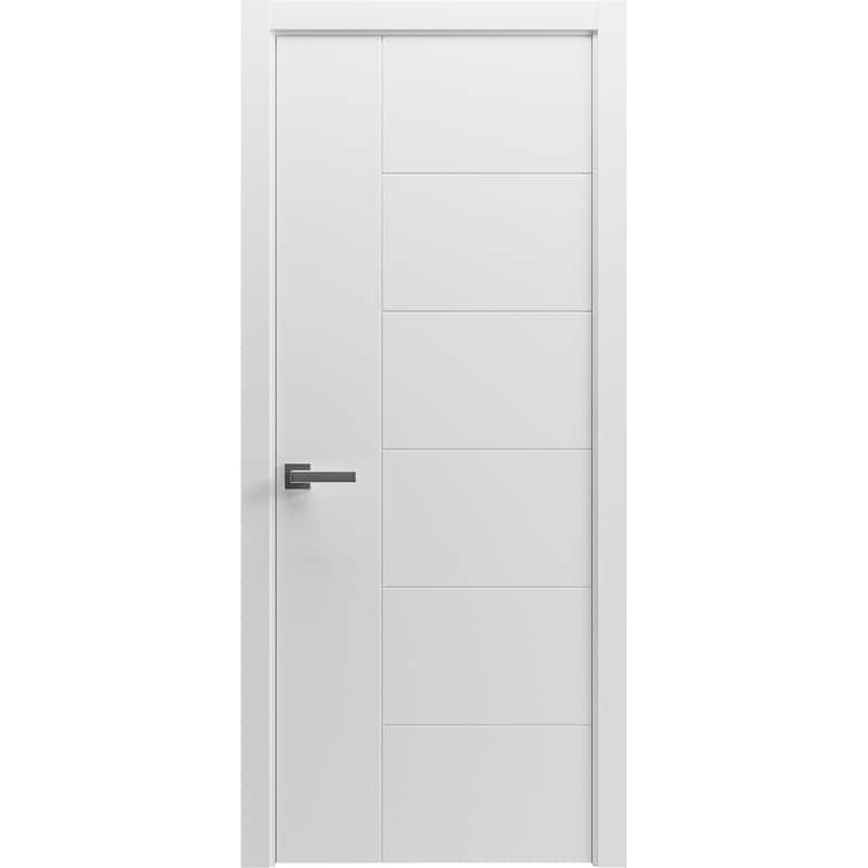 Interior Solid French Door / Mela 0716 Painted White / Single Regular Panel Frame Handle / Bathroom Bedroom Modern Doors - 30 x 96