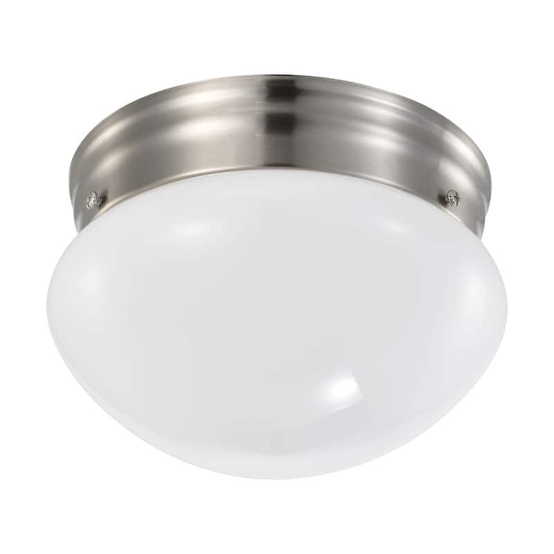 12 Watt 7 inch LED Flush Mount Fixture 3000K Dimmable Brushed Nickel Frosted Glass - Brushed Nickel