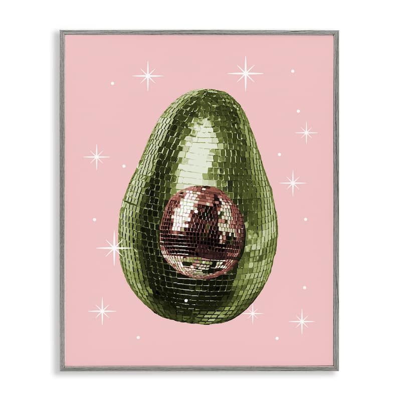 Stupell Luminous Disco Avocado Framed Giclee Art Design By Lil' Rue - 16 x 20 - Grey