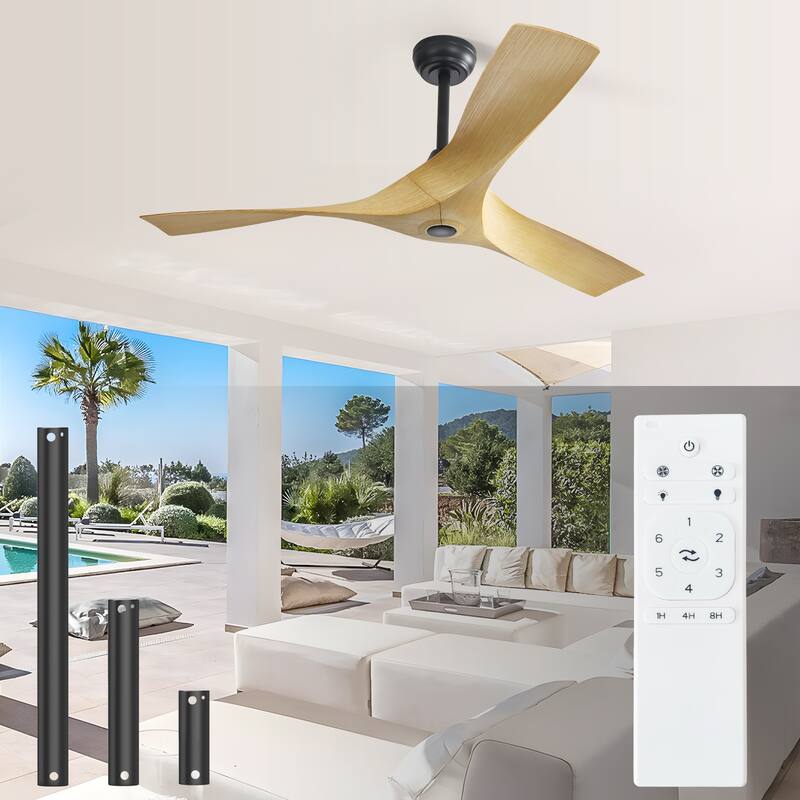 52'' Low Profile Ceiling Fan w/ Remote Control No Light Outdoor/Indoor Farmhouse Bedroom - 52 Inch
