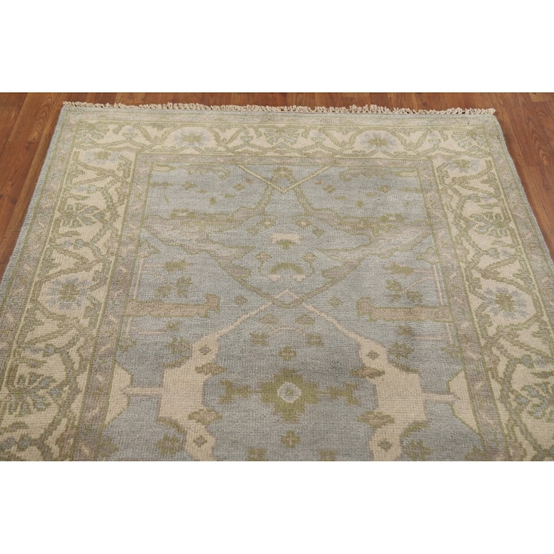 Blue All-Over Oushak Oriental Runner Rug Handmade Wool Carpet - 4'1" x 19'3"