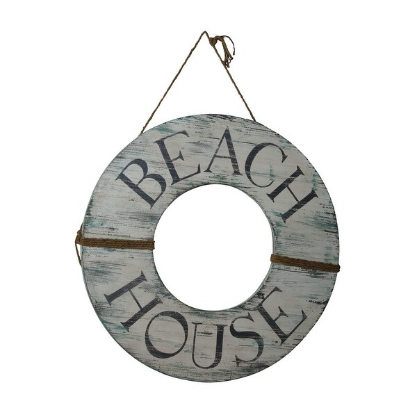 Elk Home 164523 40" Beach House Hand Painted Mahogany Wall Mounted Sculpture - Weather Gray