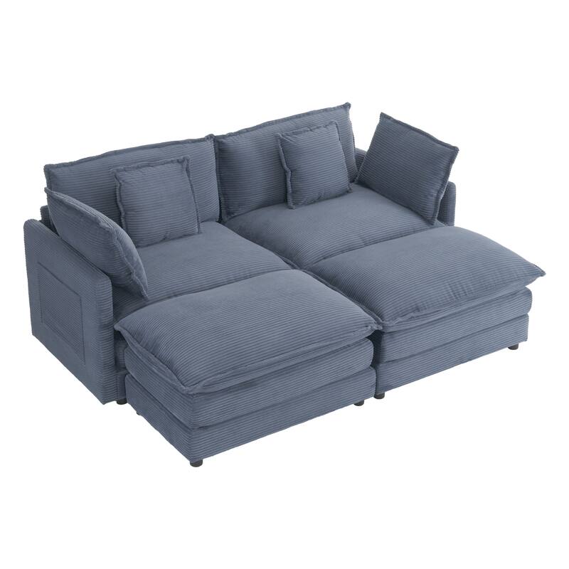 75.6" Corduroy U-Shaped Sectional Sofa with Storage