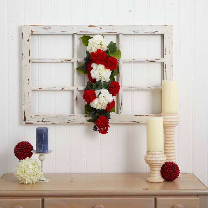 26" Geranium and Blueberries Artificial Teardrop Swag - Unlit